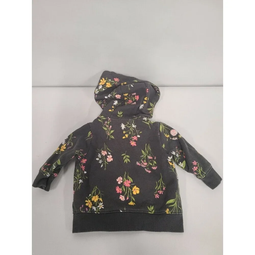 Carters Baby Girls Hoodie and Pants Outfit Set Size 3M Gray Floral Allover print